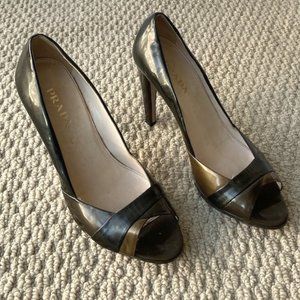 Vintage Prada Green x Gold Pumps